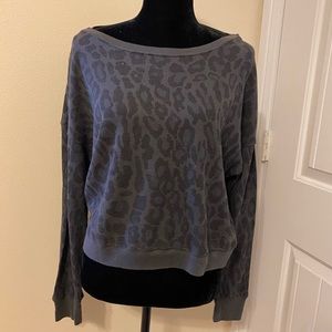 Splendid Leopard Print Grey Waffle knit Sweater M